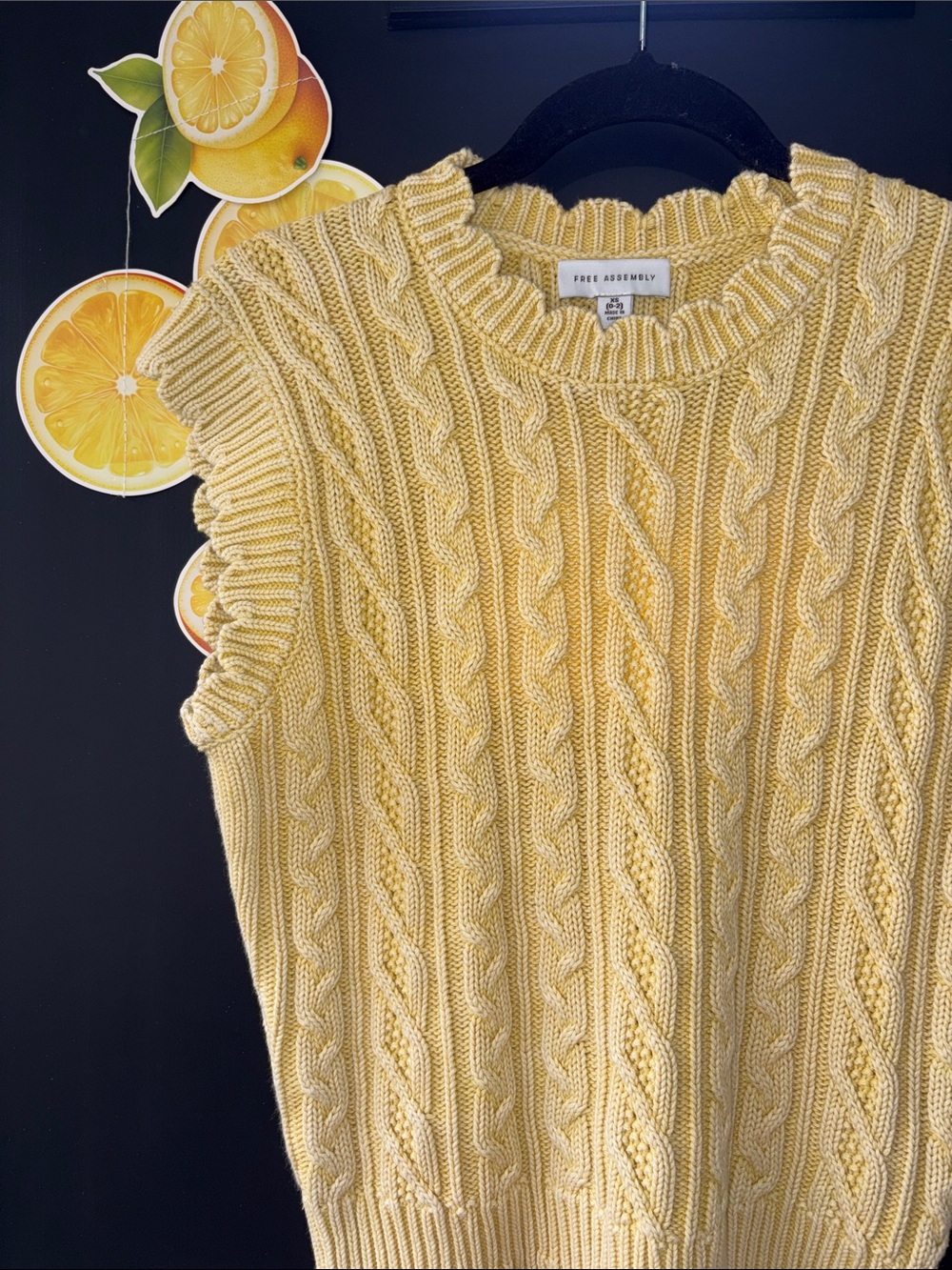 Free Assembly Women's Yellow Cable Knit Sleeveless Sweater NWT